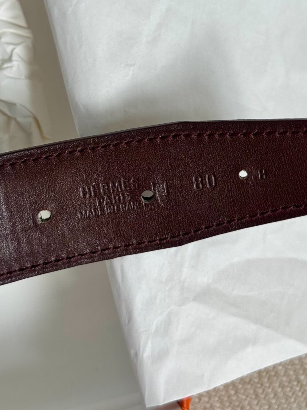 Hermès Reversible 32MM Belt Strap - Noir & Chocolat Box Leather (No Buckle)